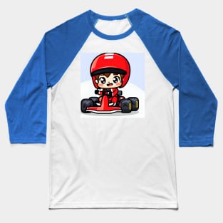 A Go-kart with a Boy in Red Racing Overalls in Kawaii Chibi style Baseball T-Shirt